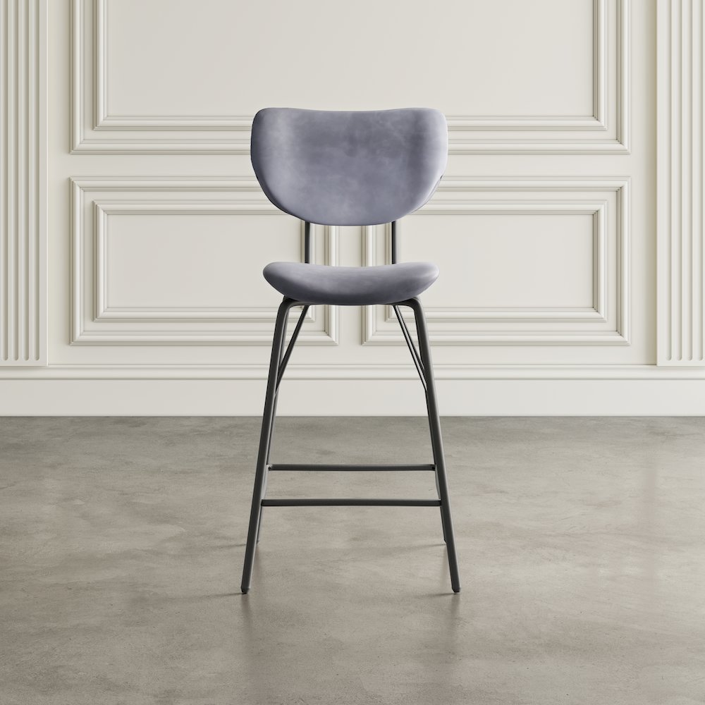 Modern Faux Leather Split-Back Upholstered Counter Height Barstool (Set of 2)