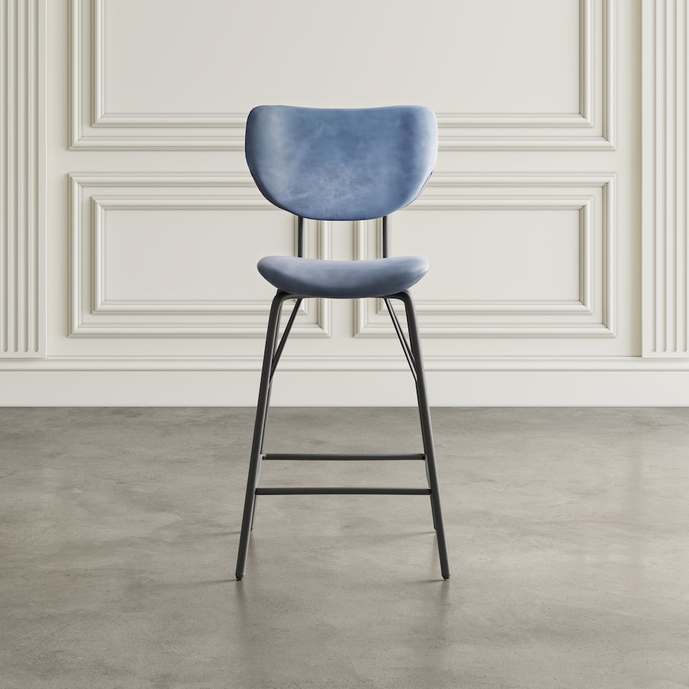Modern Faux Leather Split-Back Upholstered Counter Height Barstool (Set of 2)