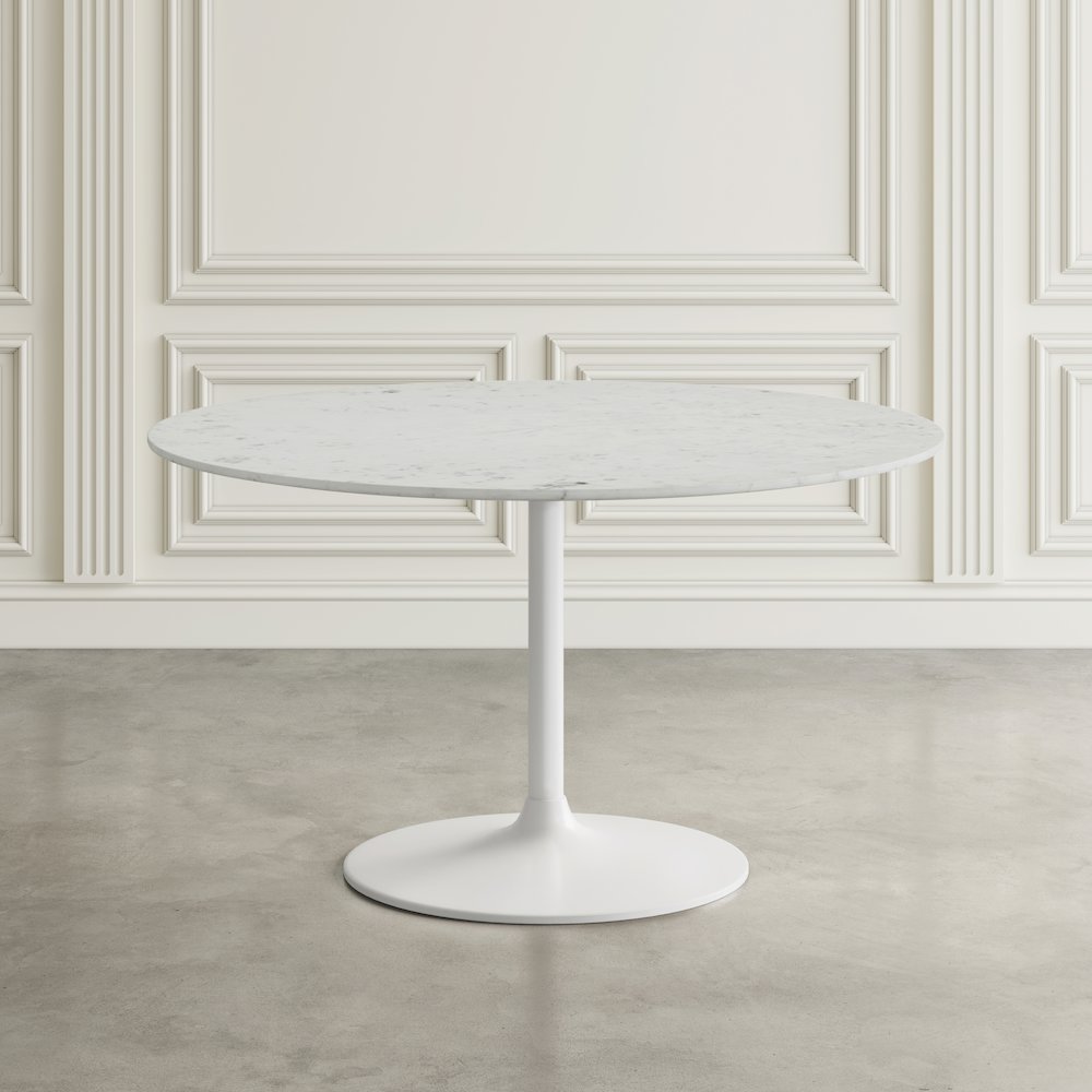Rowan 42" Modern Luxury Pedestal Round Marble Dining Table