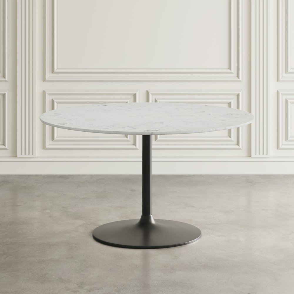 Rowan 54" Modern Luxury Pedestal Round Marble Dining Table