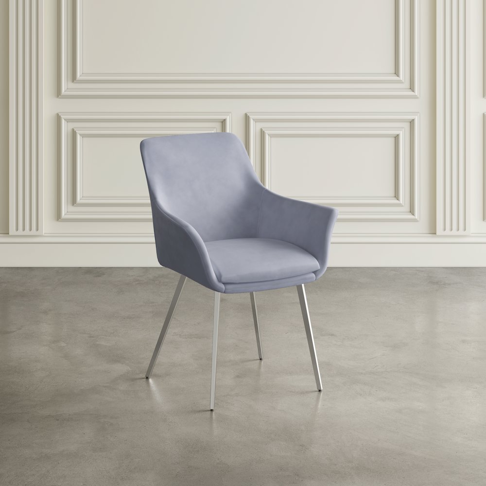 Stella Contemporary Modern Upholstered Platinum Dining Chair with Chrome Legs (Set of 2)