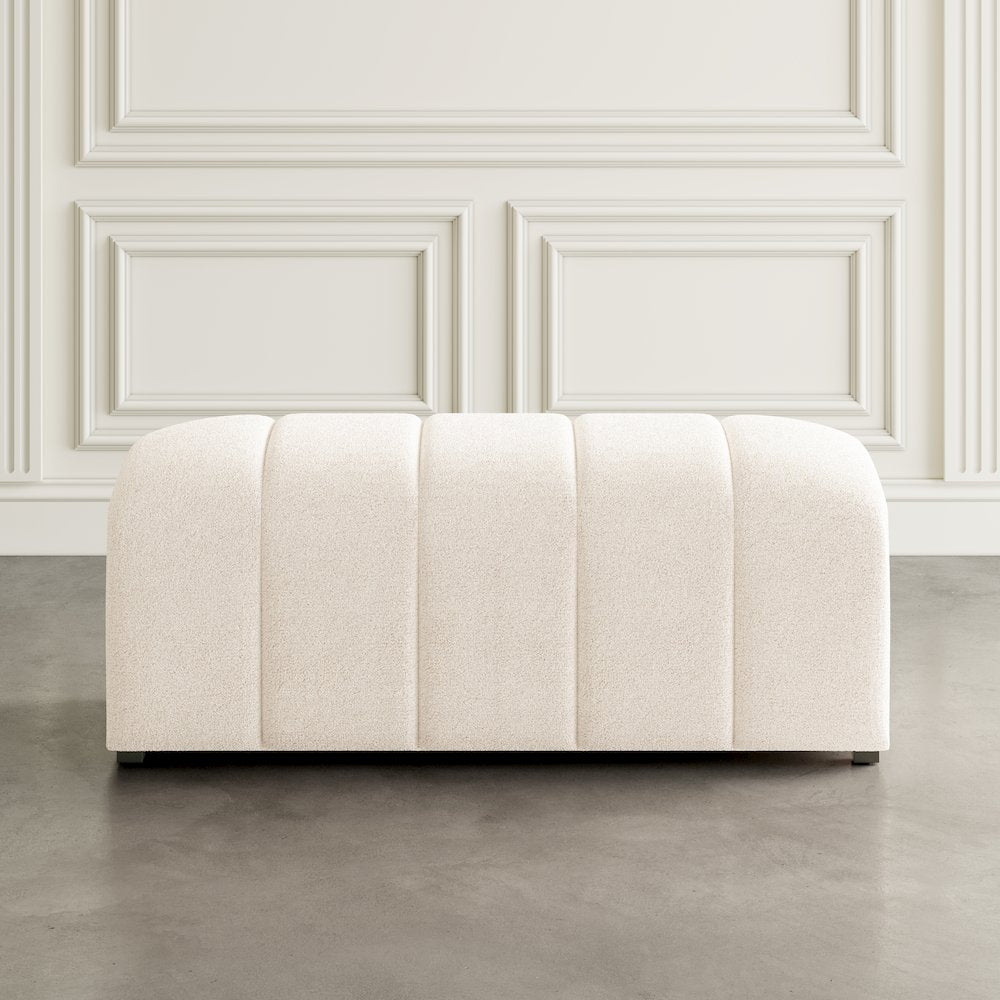 Tess Contemporary Modern Ivory Boucle Upholstered Plush Bench