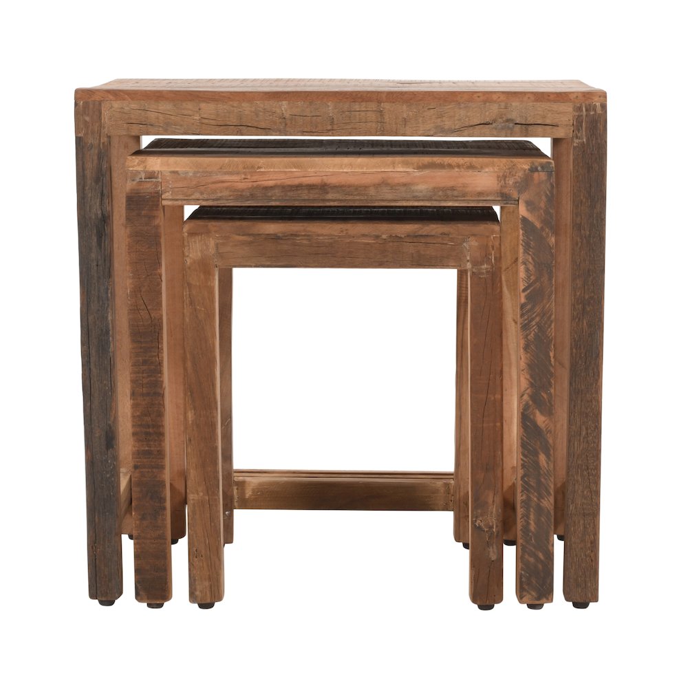Reclamation Rustic Reclaimed Solid Wood Three-Piece Nesting Tables