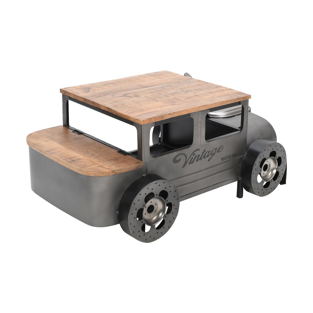 Roadie 41" Vintage Truck Solid Wood and Metal Unique Coffee Table with Storage