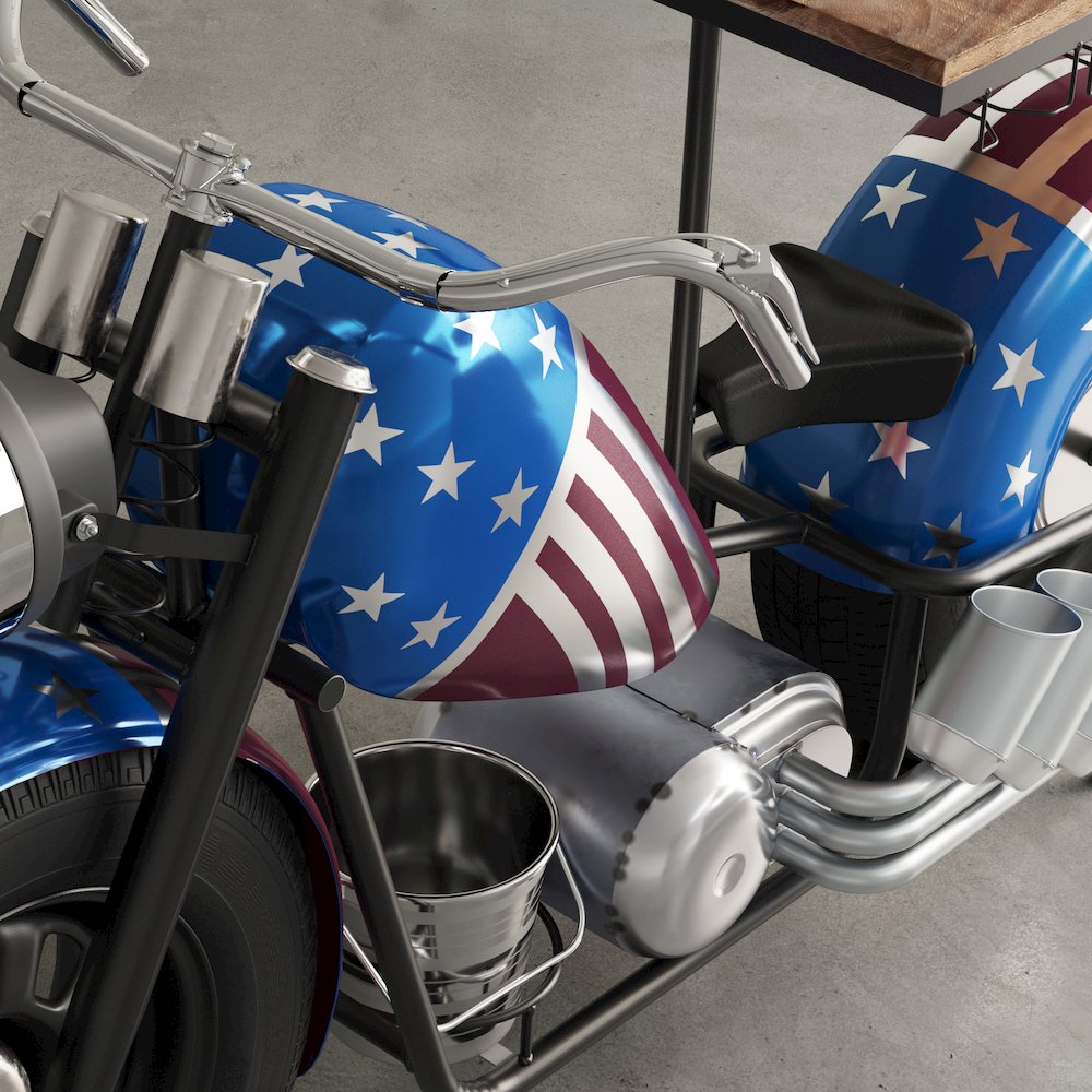 70" Patriotic American Flag Motorcycle Bar Console Table