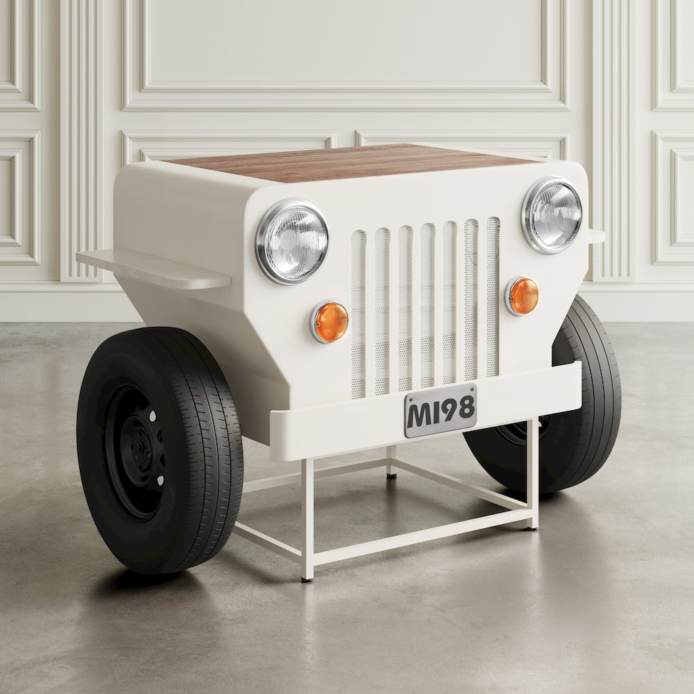 Weekender Vintage Military Vehicle Console Table Lounge Home Bar with Wine Rack
