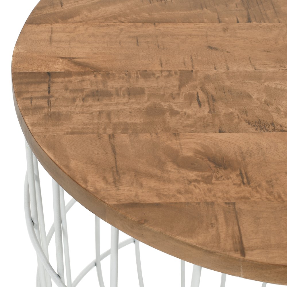 Global Archive Nested Storage Solid Wood and Metal Basket End Tables (Set of 2)