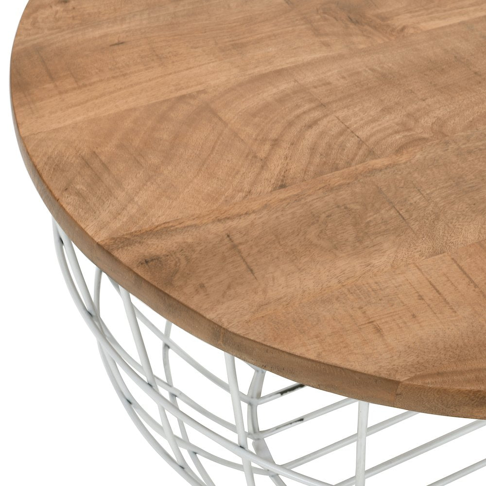 Rondo Nested Storage Solid Wood and Metal Basket Coffee Tables (Set of 2)
