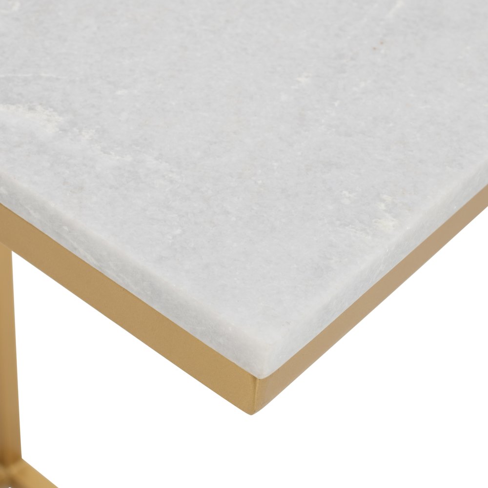 Aurora Solid Marble Modern Luxury Glam Accent C-Table (Set of 2)