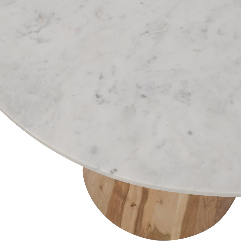 Nolan Luxury Mid-Century Modern 30" Round Marble and Wood Pedestal Dining Table