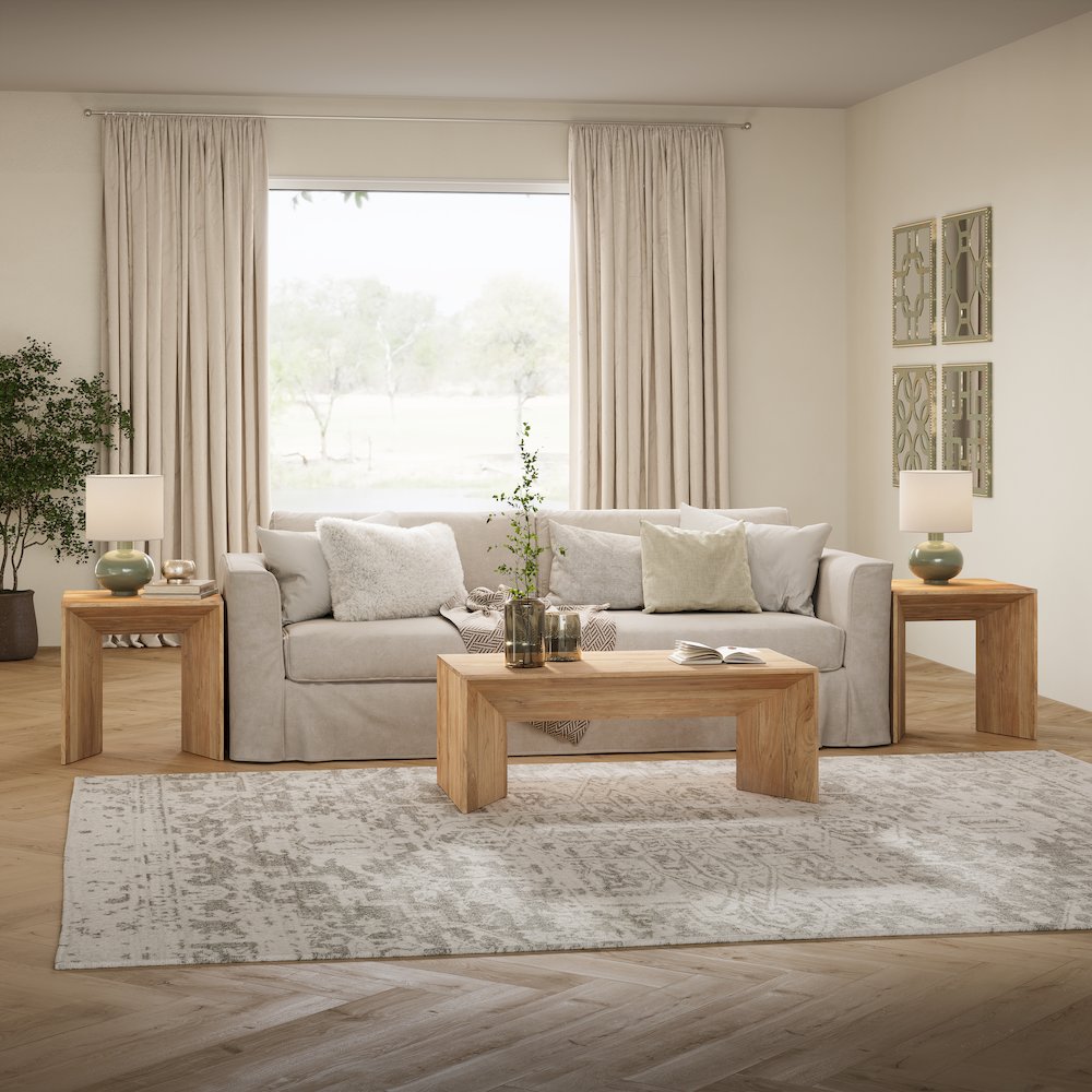 Lux Solid Wood Modern Angled End Table