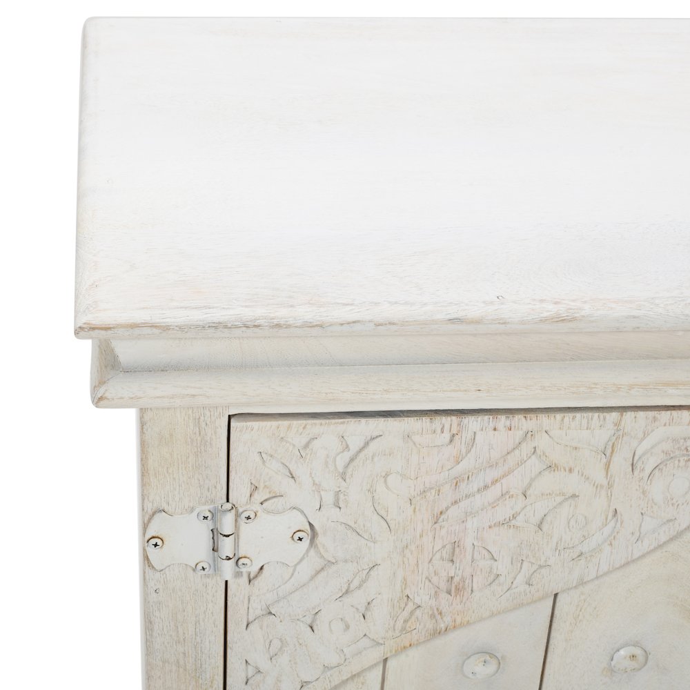 Taj 60" Hand Carved Solid Wood Global Bohemian Four-Door Sideboard Cabinet