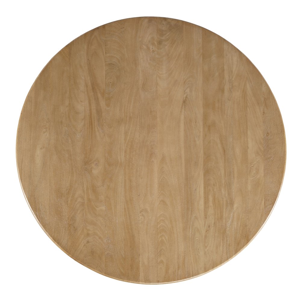 Breck Solid Wood 48" Round Mid-Century Modern Fluted Pedestal Dining Table