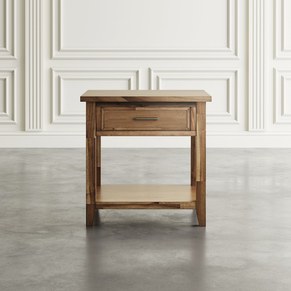 Claremont Transitional Rustic Wood Square End Table with Storage