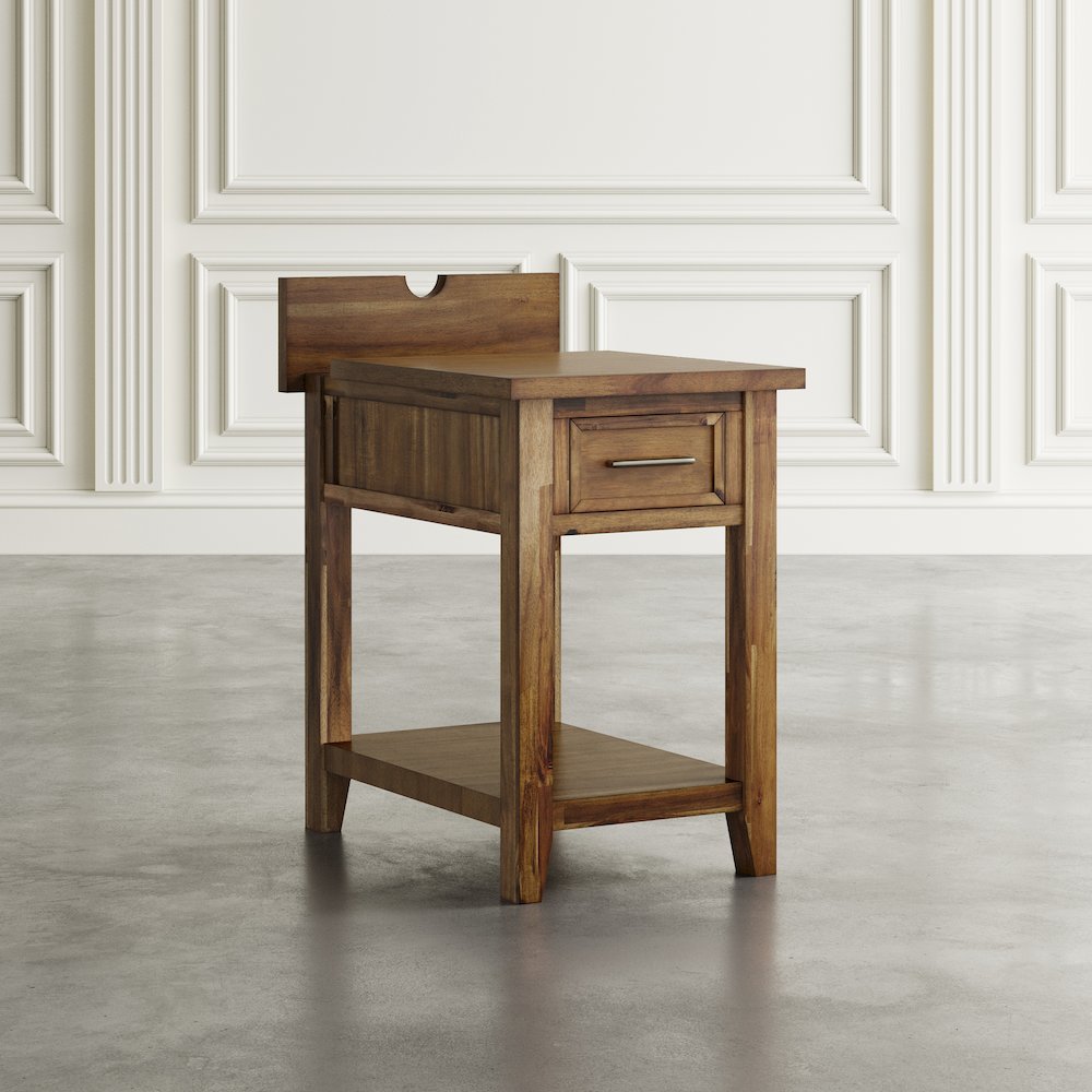 Claremont Transitional Rustic Wood USB Charging End Table with Storage