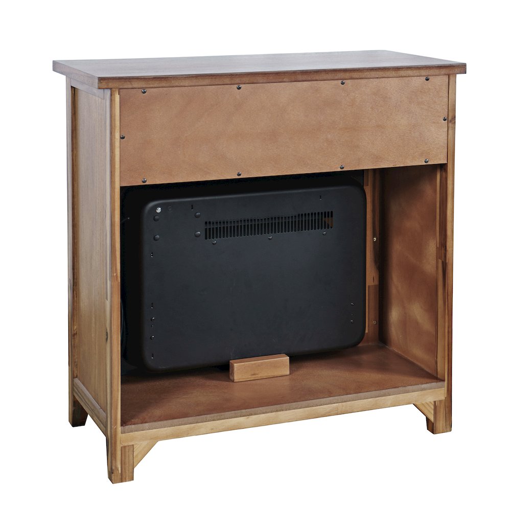 Transitional Rustic 32" Electric Fireplace Wire Brushed Console TV Stand