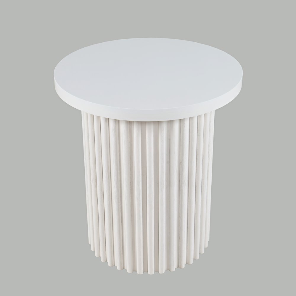 Auden 24" Round Mid-Century Modern Fluted Pedestal Base End Table