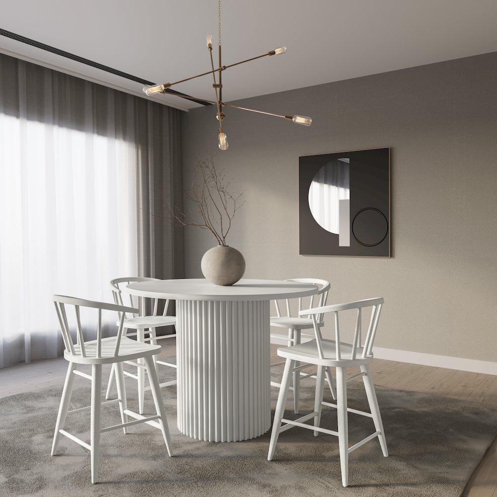 5-Piece Counter Height Dining Set with Round Table and Spindle Back Barstools