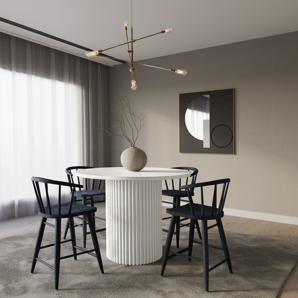 5-Piece Counter Height Dining Set with Round Table and Spindle Back Barstools
