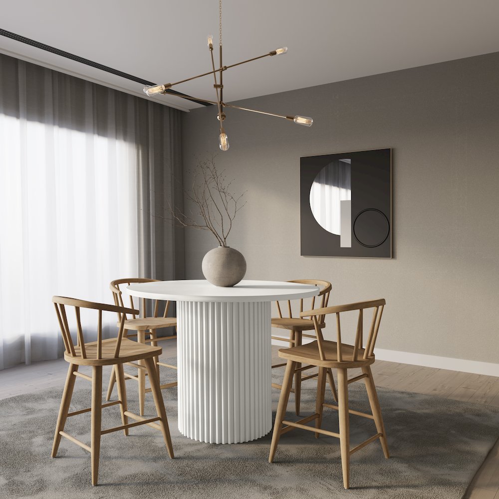5-Piece Counter Height Dining Set with Round Table and Spindle Back Barstools
