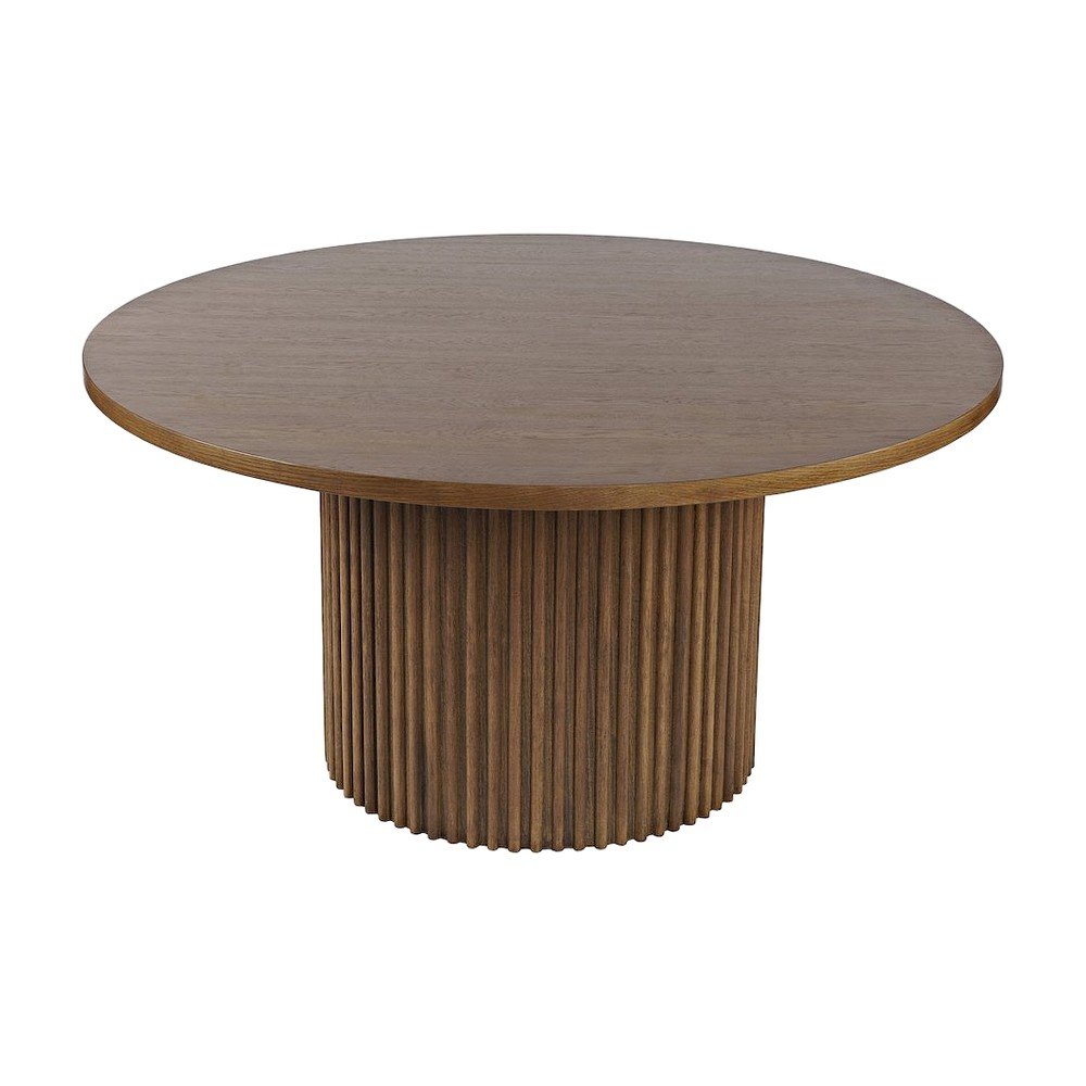 Round Pedestal Dining Table, Rubberwood, Chestnut, 60" W X 30" H Dining Height