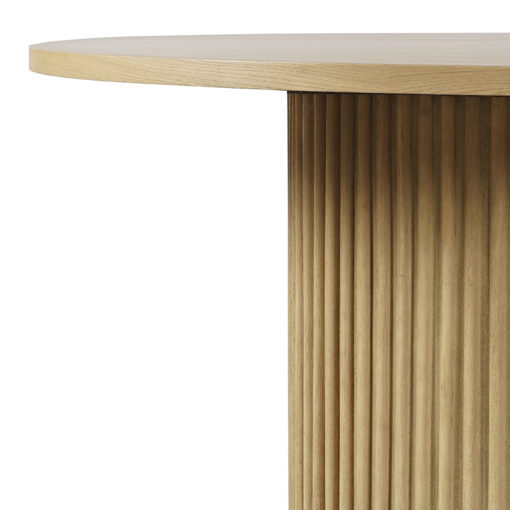 Auden 60" Round Mid-Century Modern Fluted Pedestal Base Dining Table