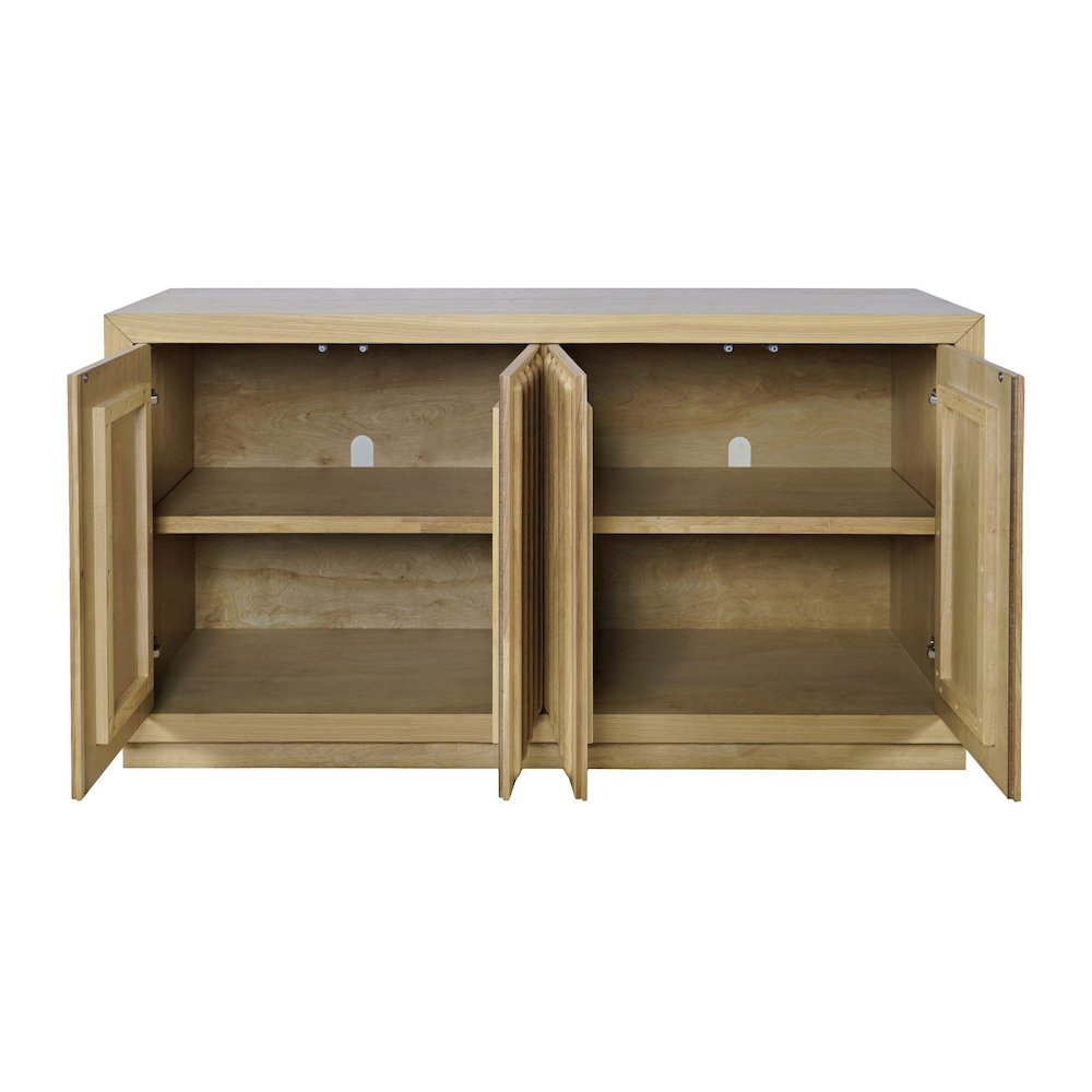 Maven 60" Mid-Century Modern Fluted Four Door Sideboard Storage Cabinet