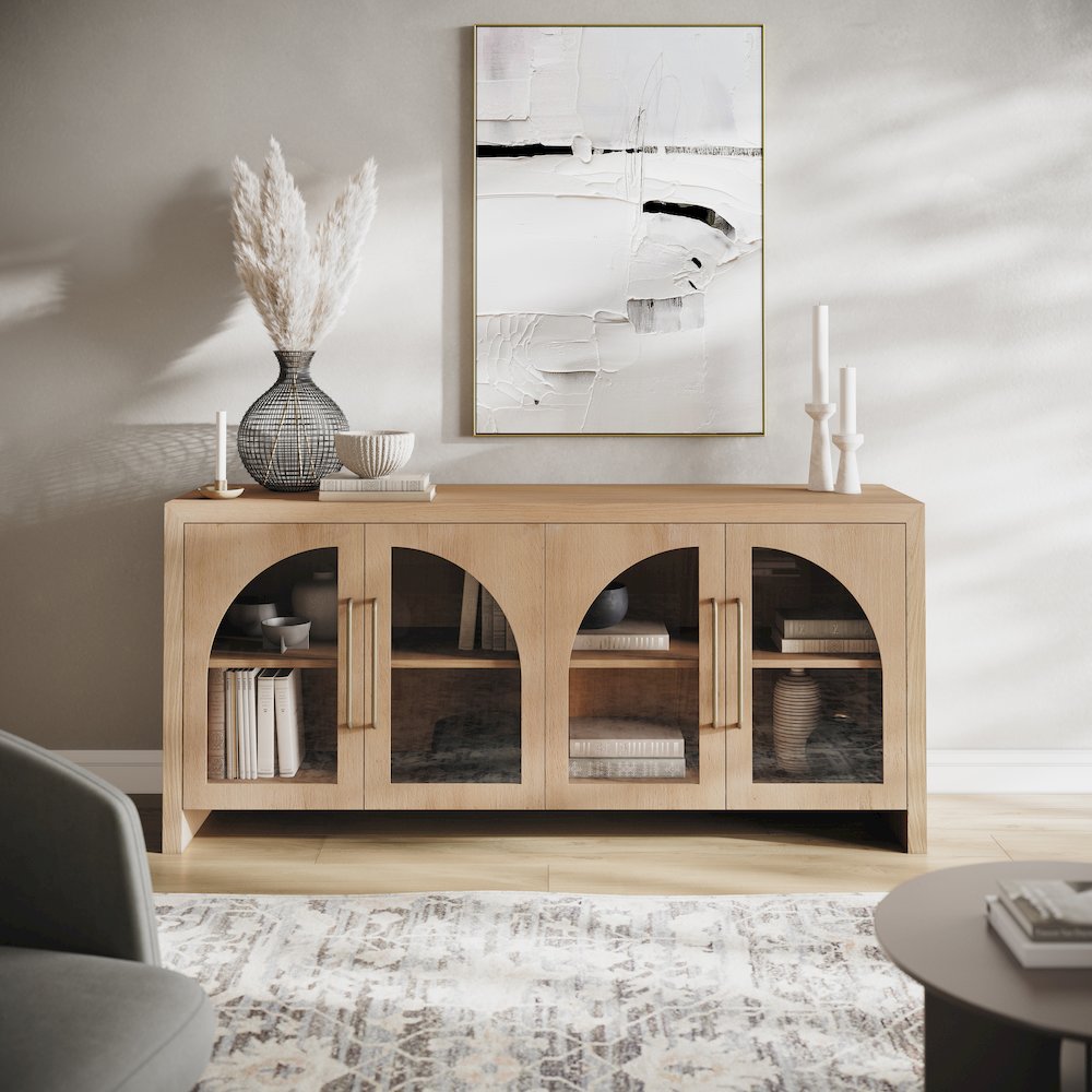 Archimedes 70" Curved Arch Four Door Sideboard Storage Cabinet