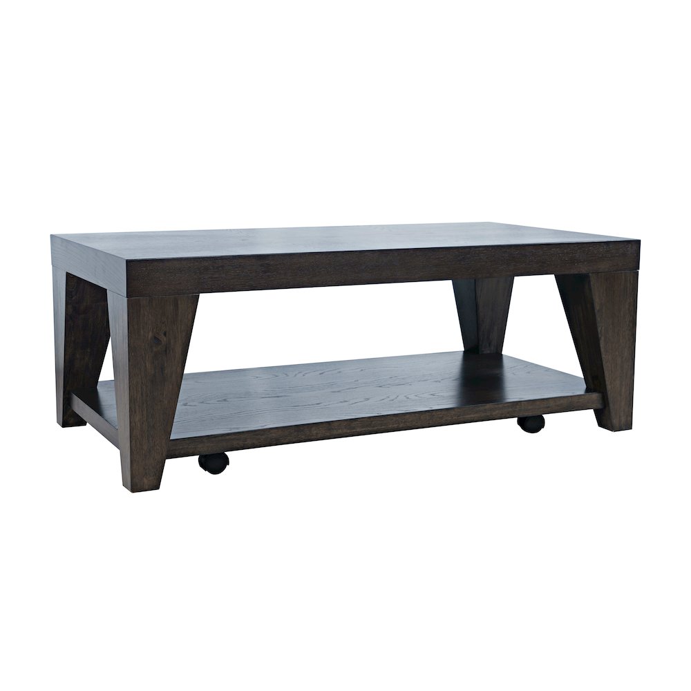 Modern Contemporary 50" Coffee Table with Storage Shelf and Hidden Casters
