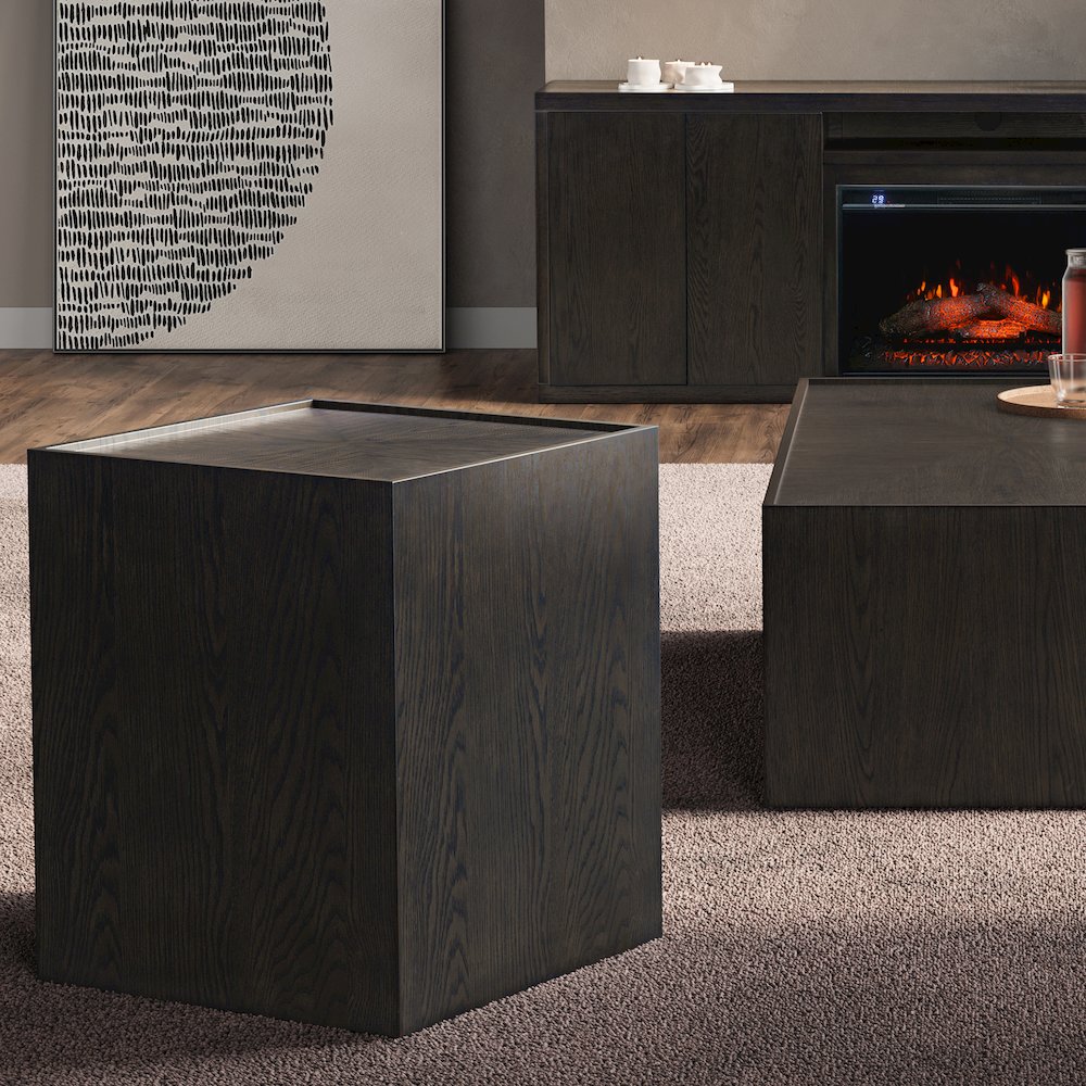 Laurel Creek Modern Contemporary Square Block Pedestal End Table
