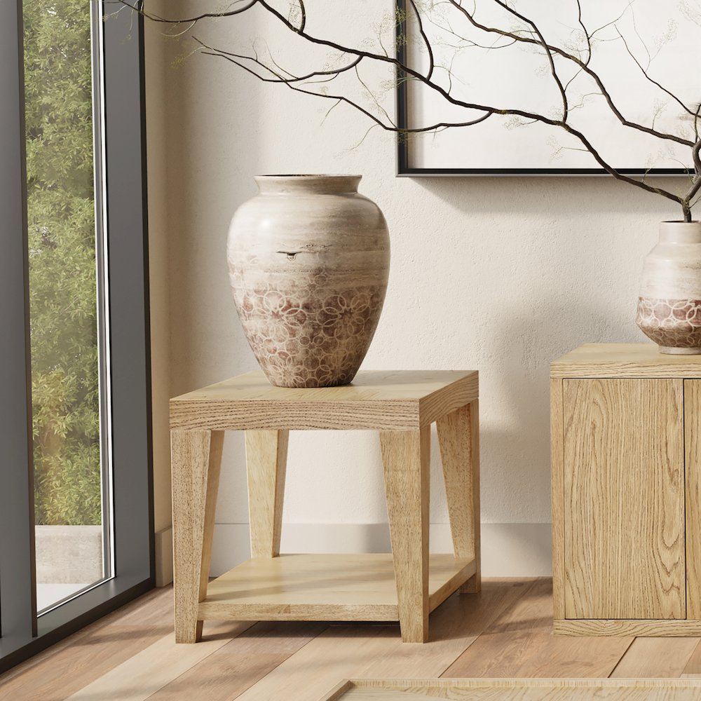 Laurel Creek Modern Contemporary 24" Square End Table with Open Shelf