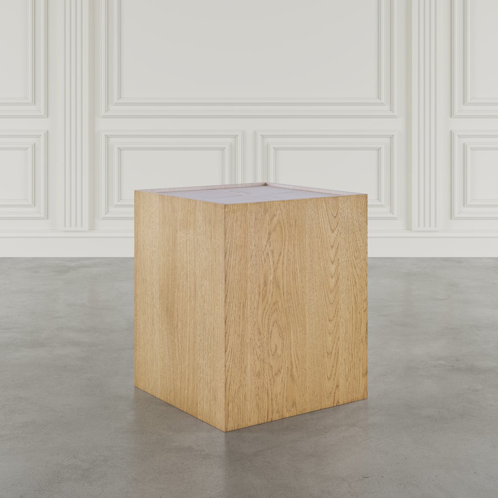 Laurel Creek Modern Contemporary Square Block Pedestal End Table