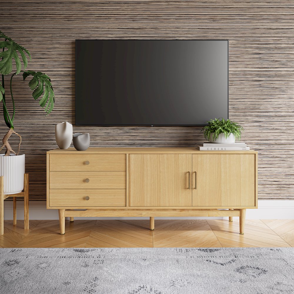 Olson 67" Mid-Century Modern Scandinavian Console TV Stand Storage Cabinet