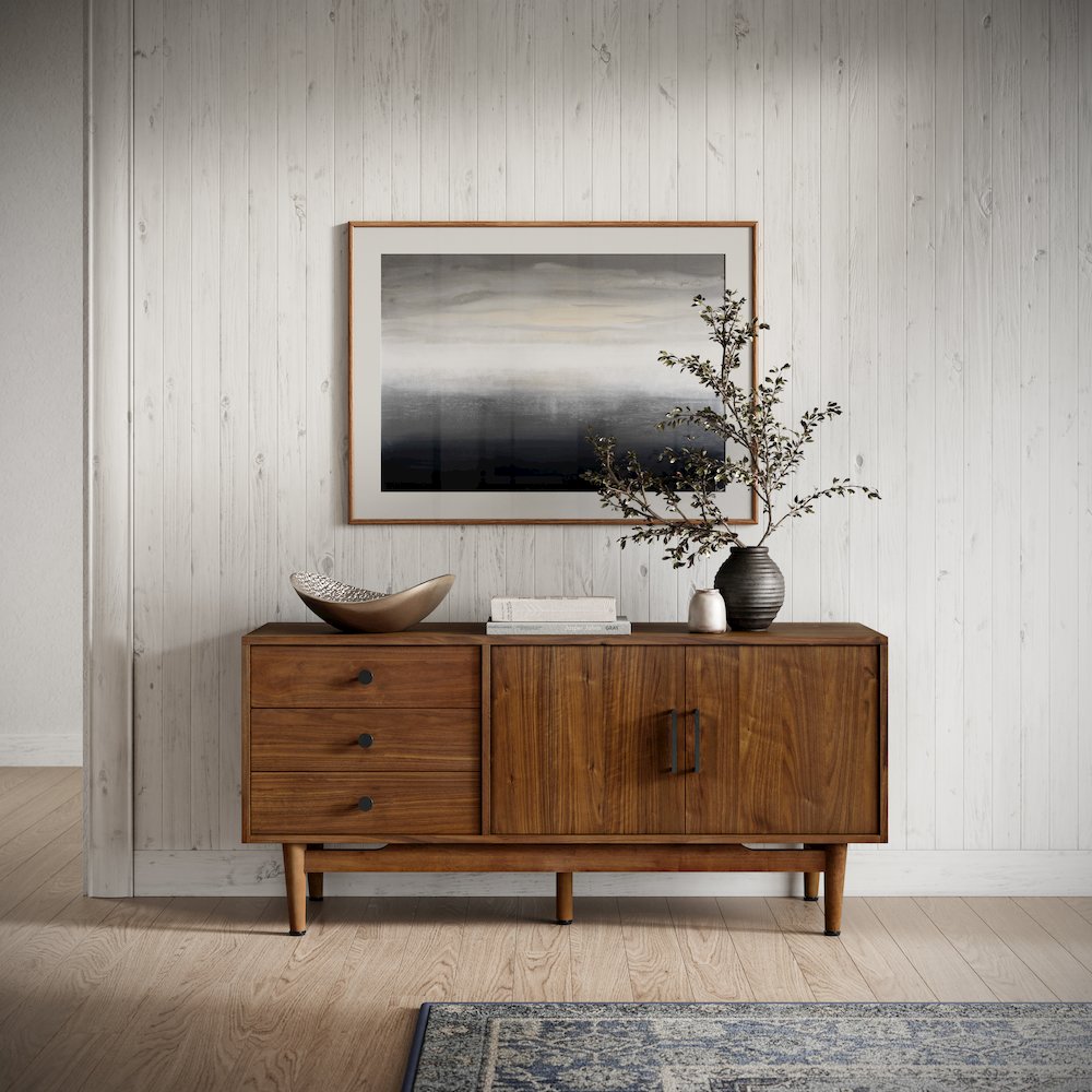 Olson 57" Mid-Century Modern Scandinavian Console TV Stand Storage Cabinet