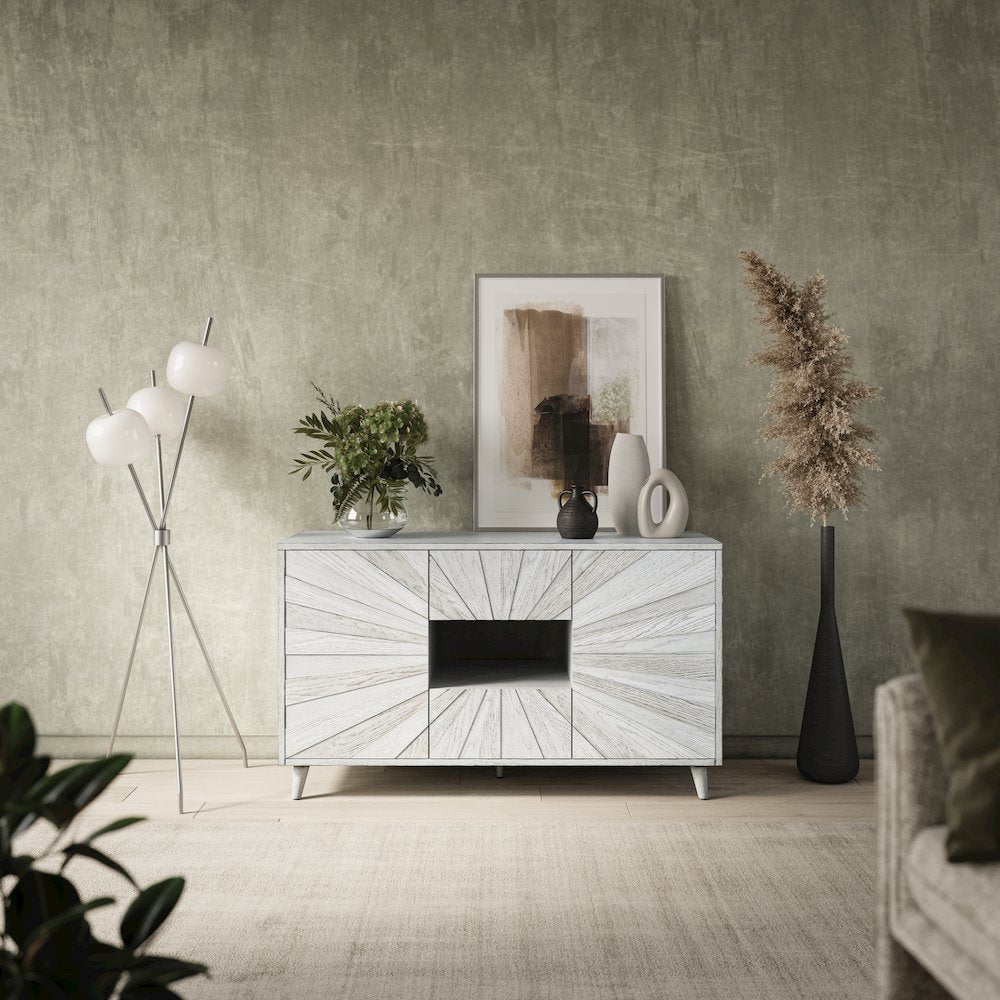 Reece 50" Mid-Century Modern Starburst TV Stand Console Storage Cabinet