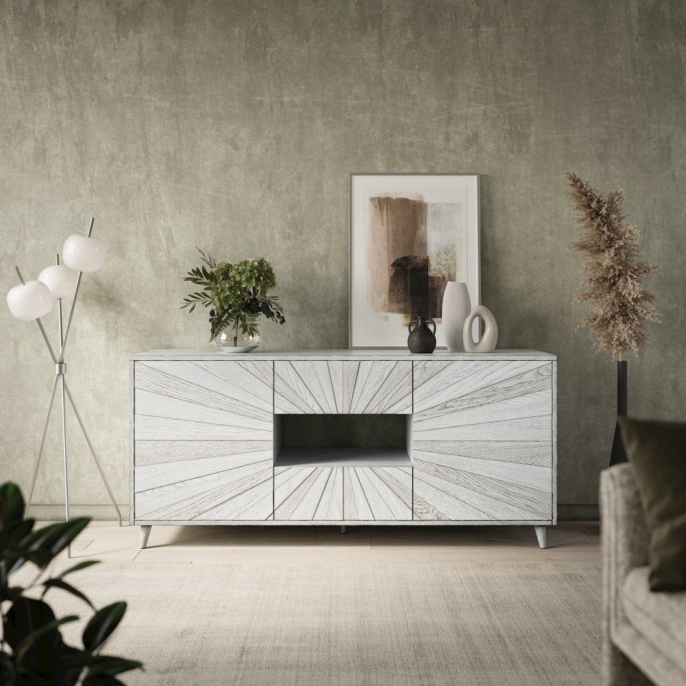 Reece 70" Mid-Century Modern Starburst TV Stand Console Storage Cabinet