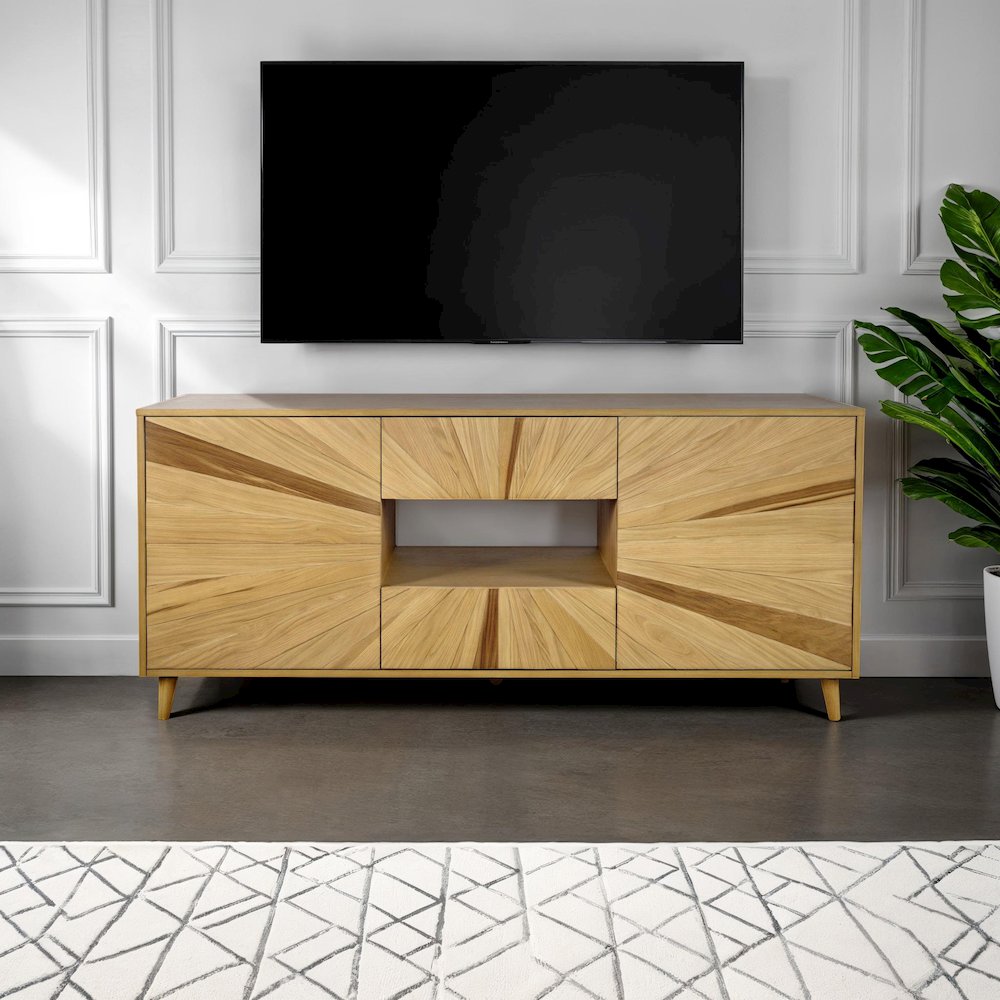 Reece 70" Mid-Century Modern Starburst TV Stand Console Storage Cabinet