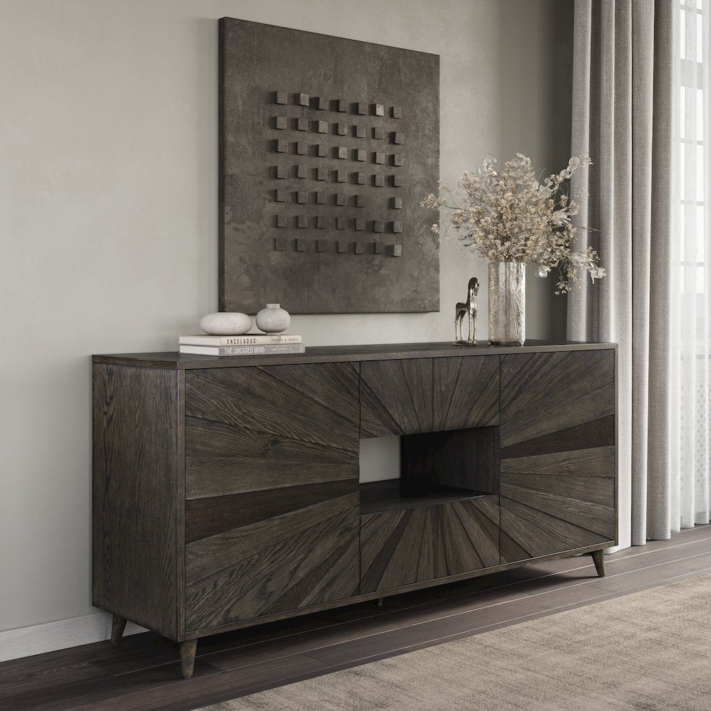Reece 70" Mid-Century Modern Starburst TV Stand Console Storage Cabinet
