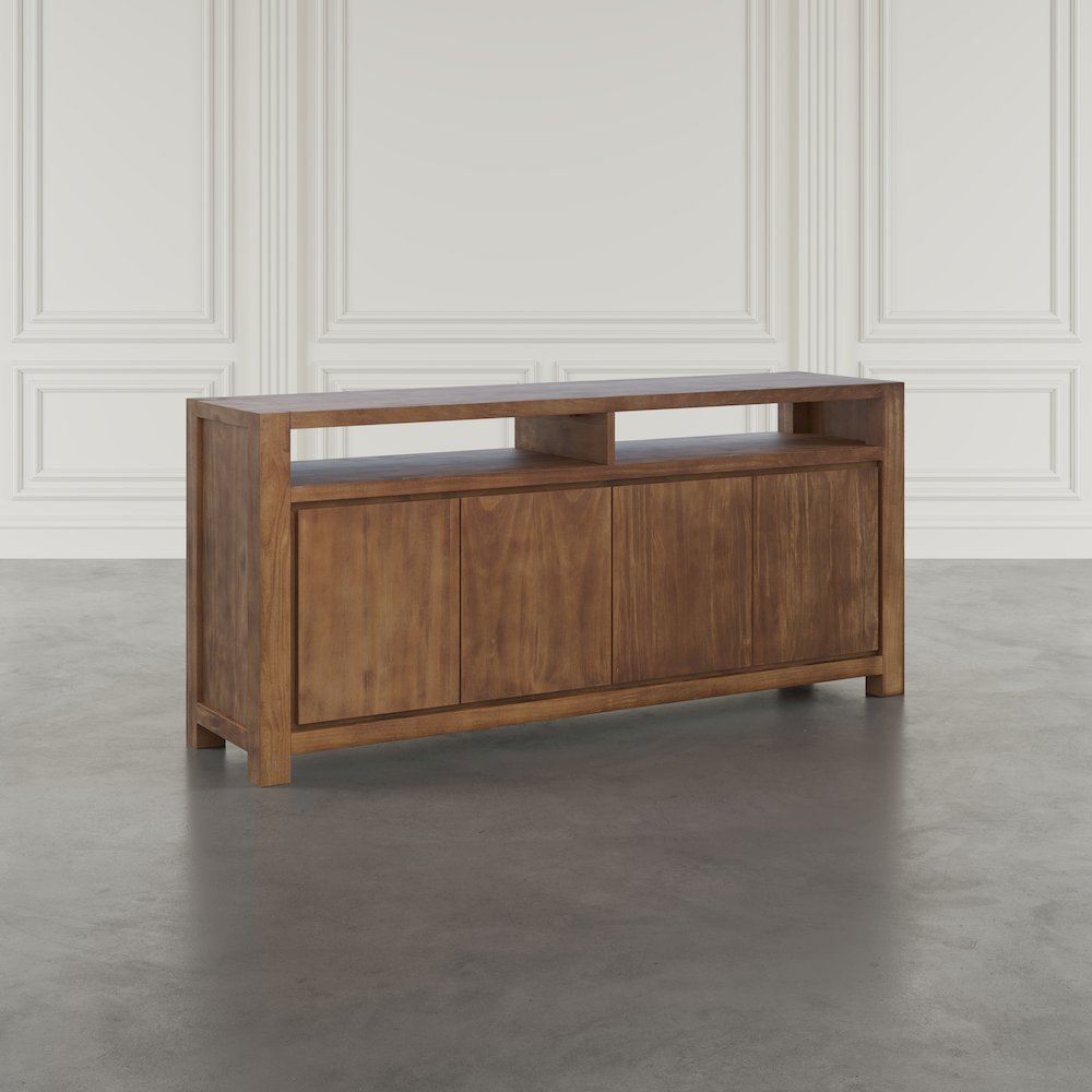 70" Modern Transitional Media Console TV Stand with Four-Door Cabinet Storage