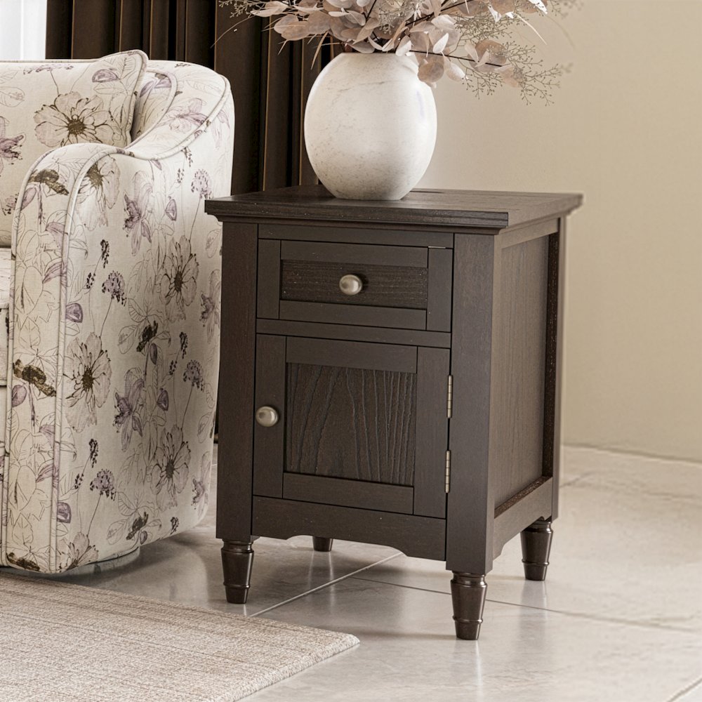 Brentwood Modern Transitional USB Charging End Table with Storage Cabinet