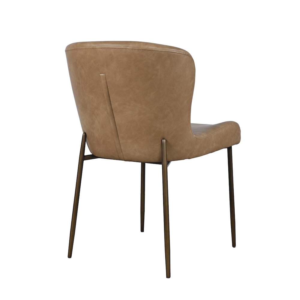 Easley Curved-Back Modern Dining Chair with Antique Brass Legs - Set of 2