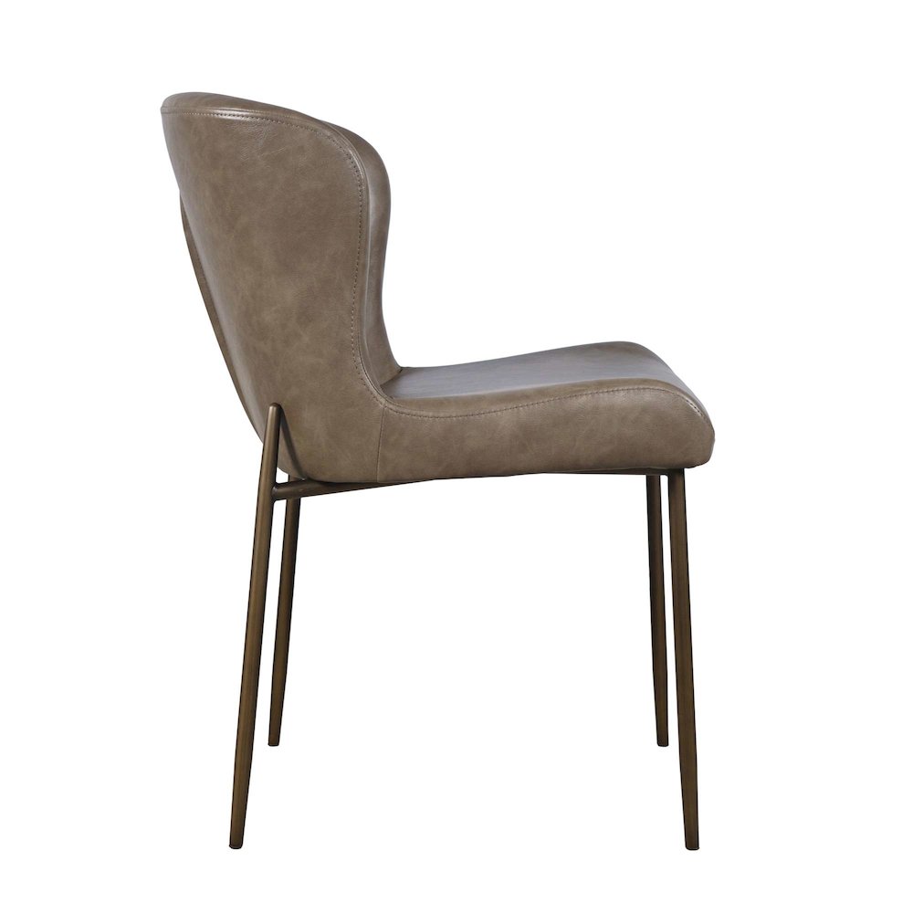 Easley Curved-Back Modern Dining Chair with Antique Brass Legs - Set of 2