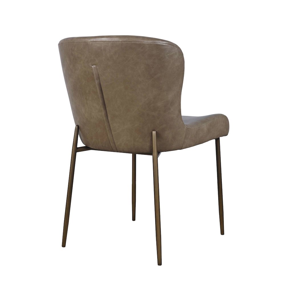Easley Curved-Back Modern Dining Chair with Antique Brass Legs - Set of 2