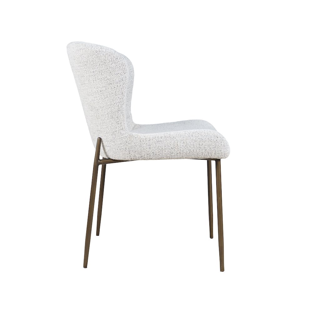 Upholstered Dining Chair with Performance Fabric and Antique Brass Legs-Set of 2