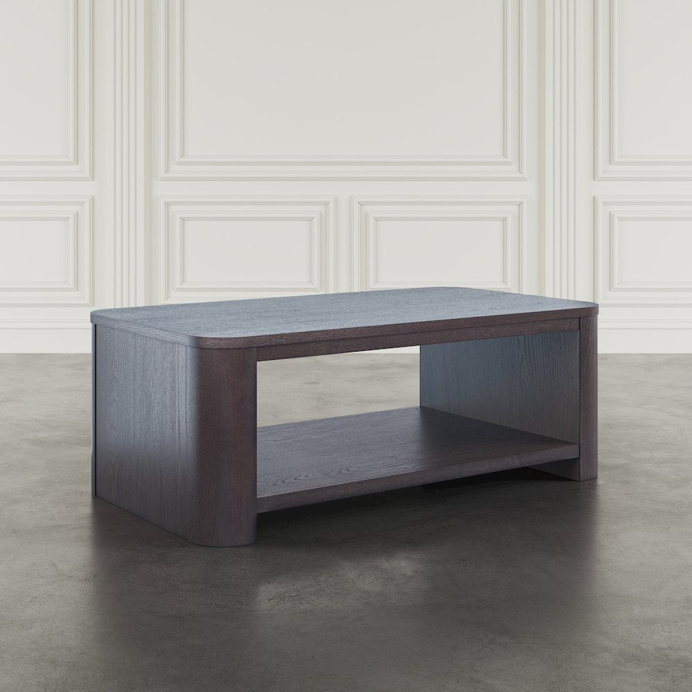 Janzen Contemporary Modern 50" Rolling Coffee Table with Open Storage Shelf