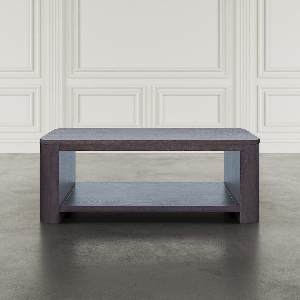 Janzen Contemporary Modern 50" Rolling Coffee Table with Open Storage Shelf
