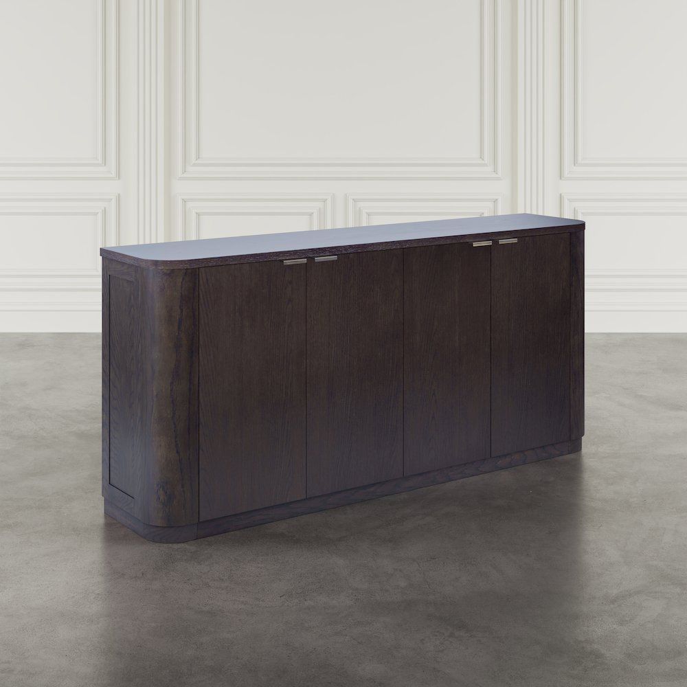 68" Minimalist Modern Curved Storage Console TV Cabinet with Adjustable Shelves