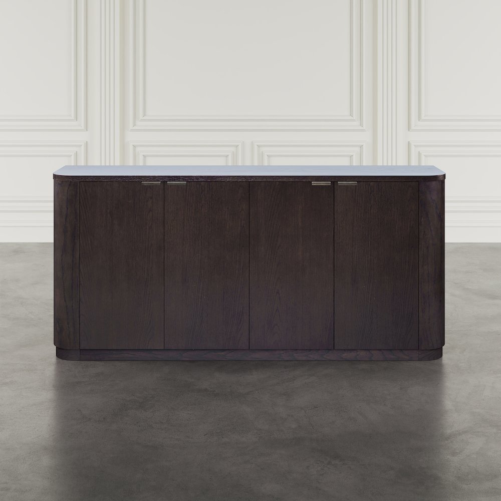 68" Minimalist Modern Curved Storage Console TV Cabinet with Adjustable Shelves