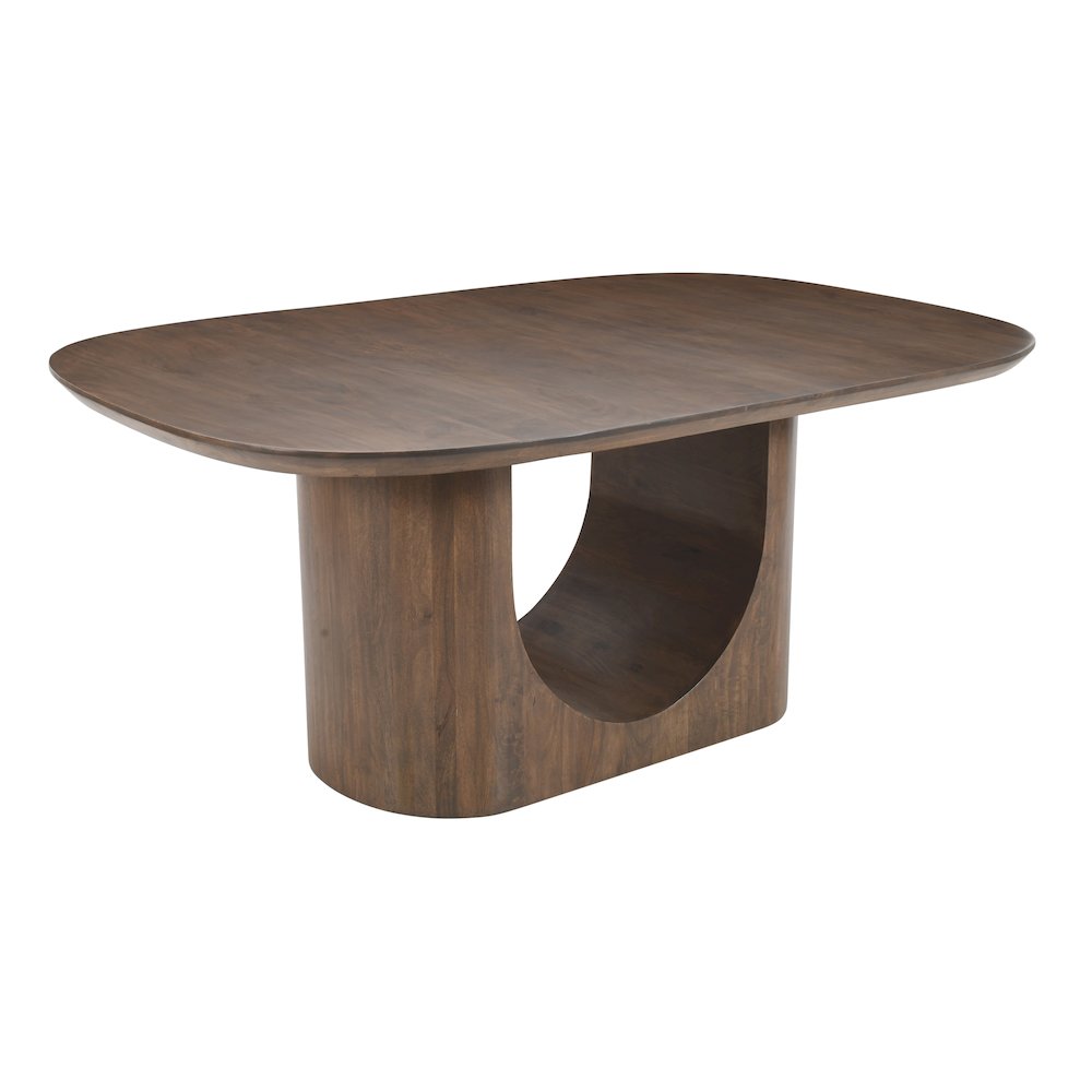 Luna 70" Modern Architectural Pedestal Curved Dining Table