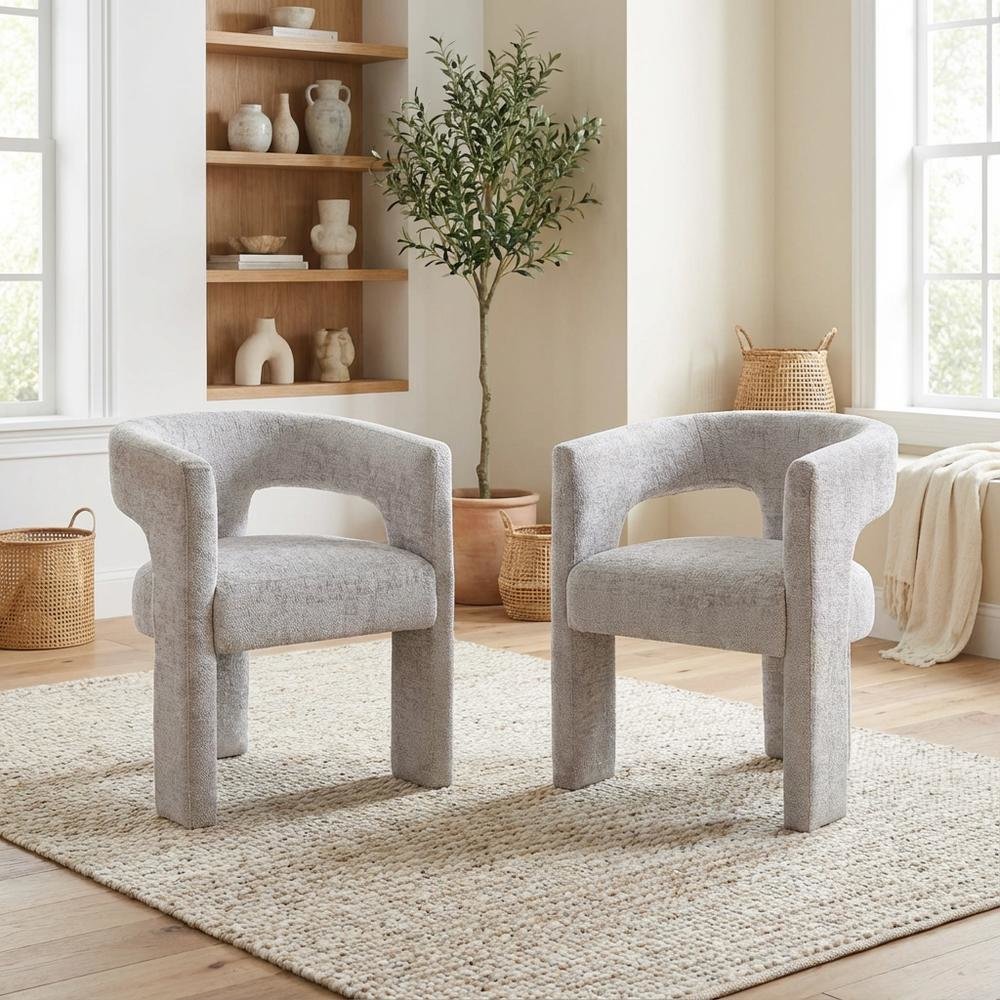 Gwen Modern Luxury Jacquard Fabric Sculpture Armchair - Set of 2
